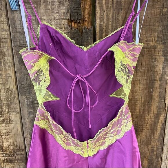 NWT More to come Kyla Mini Dress Orchid purple lace slip lingerie Revolve XS - Picture 11 of 12